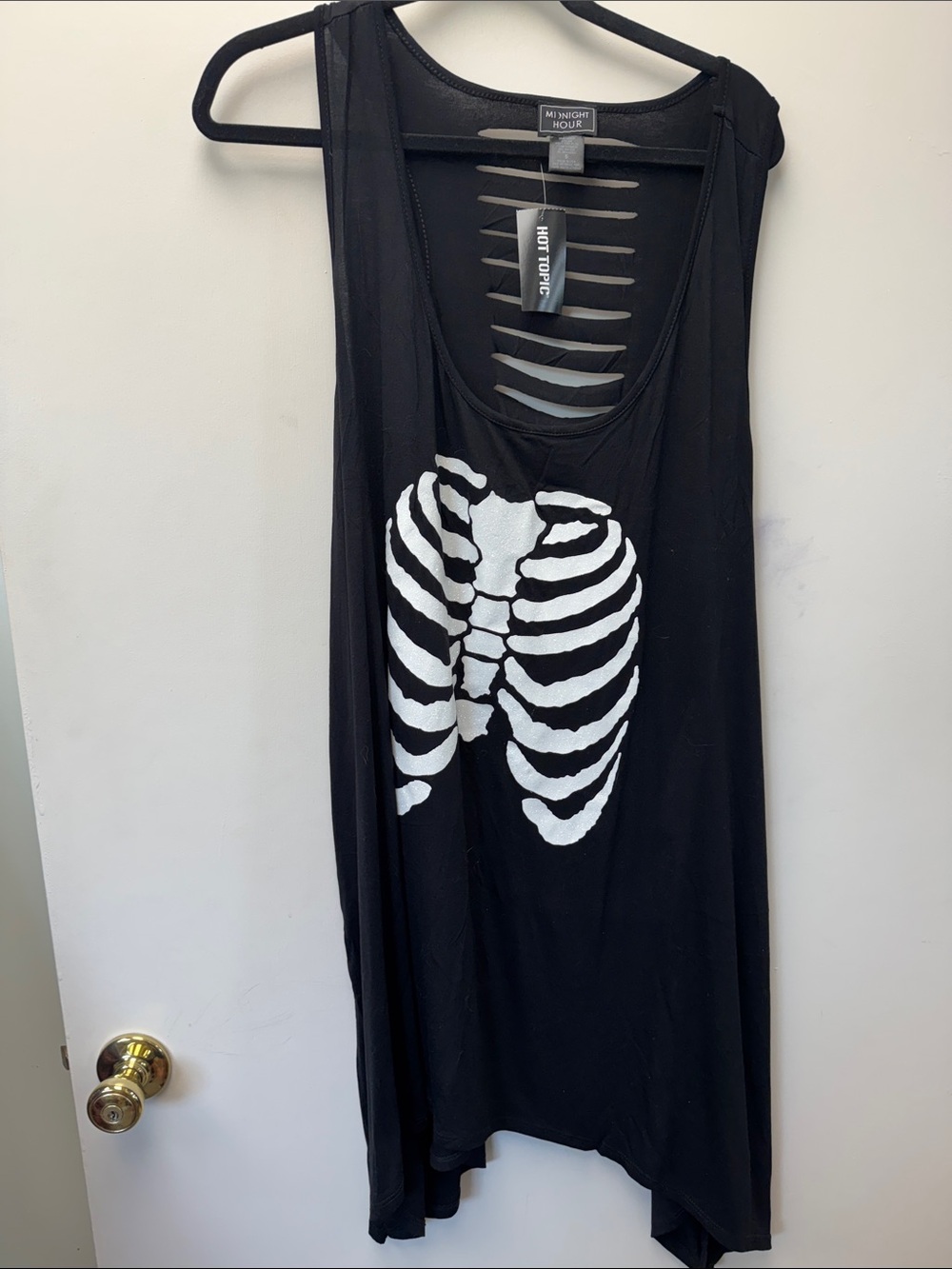 Hot Topic Black Skeleton Graphic Tank Dress by Midnight Hour